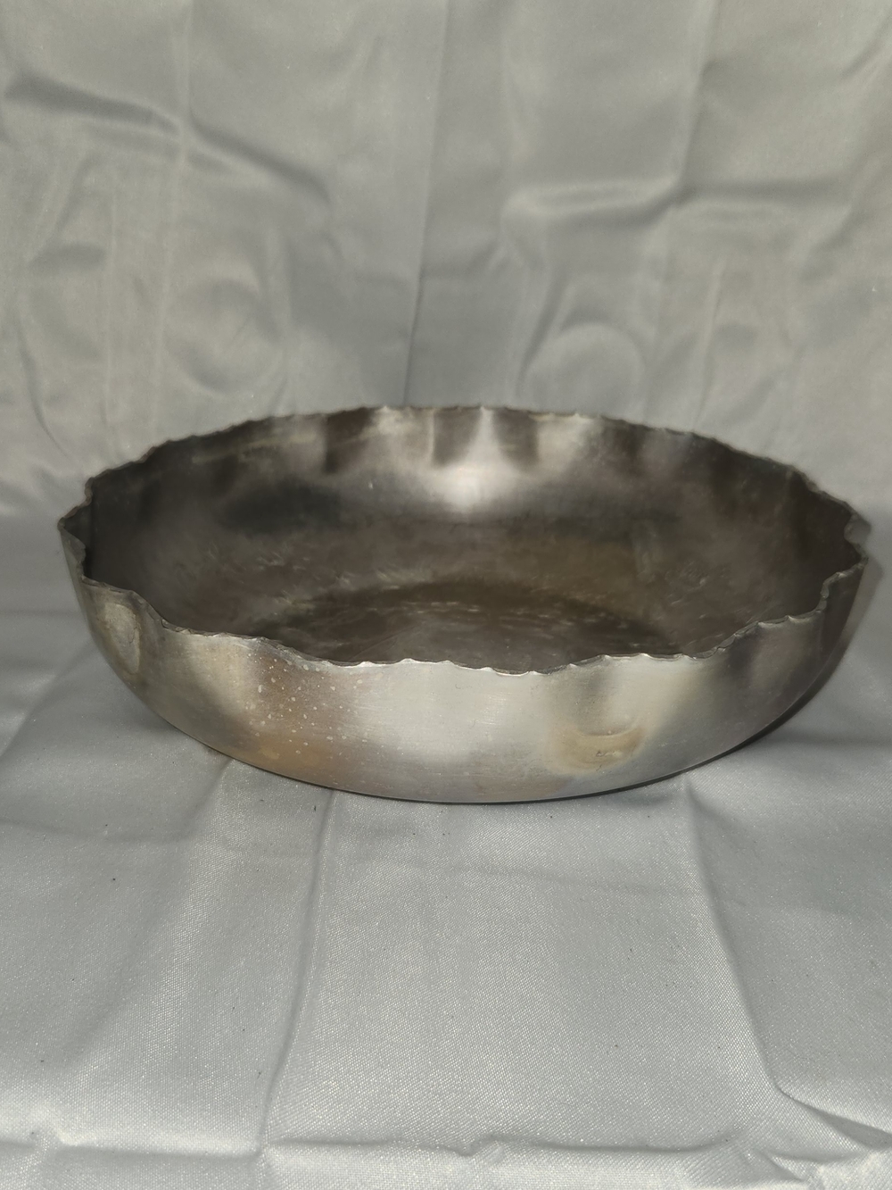 Brushed Silver Decorative Metal Serving Bowl